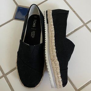 Toms Black & Twine Alpargata Espadrille Platform Shoes